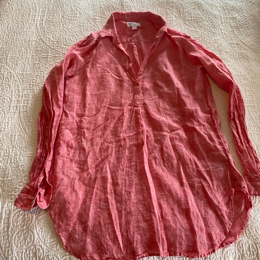 Long sleeve pink linen shirt Small